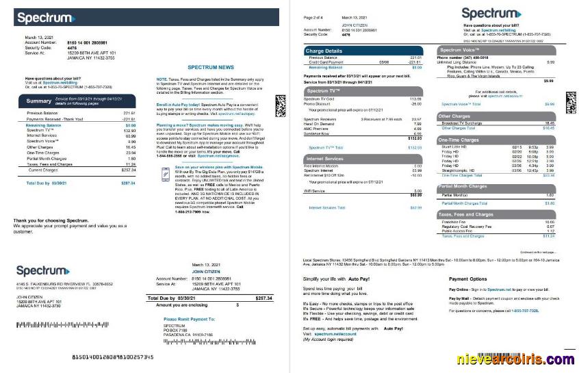 USA Spectrum utility bill 4 pages 1 2